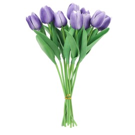 10pcs Artificial Tulip Flowers High Simulation Flowers Decor for Living Room Dinner Table Purple