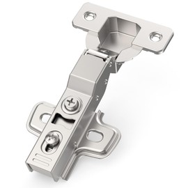 Chibery 2 Pack Half Overlay Soft Close Concealed Frameless Cabinet Hinges, Satin Nickel, 105°, Stop at Will 45-105 Degree, Self Closing, 3D Adjustment, Clip On, Stainless Steel for Cupboard Kitchen