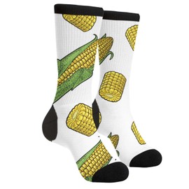 Sigouyinei Ripe Corn Corns Cob With Without Leaves Food Casual Funny Funky Novelty Socks For Men Women