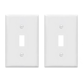 Light Switch Cover Plate,Toggle Light Switch Wall Plate,Toggle Wall Plate Cover,Standard Size 1-Gang 4.50" x 2.76",Unbreakable Polycarbonate Thermoplastic,UL Listed (2 Pack, Glossy White)