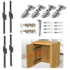 Suemisi Pocket and Pivot Door Slides, Pivot Hinges Hardware, Cabinet Kit Fit for Inset and Cabinet Door, Disappearing and Hidden The Slides and The Hinges (20 inch,Set,2)