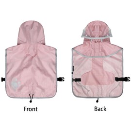 Waterproof Dog Raincoat, Reflective Adjustable Hooded Dog Rain Coat, Lightweight Breathable Pet Rain Jacket Poncho Double Layer with Leash Hole for Small Medium Large Dogs (Pink, Large)