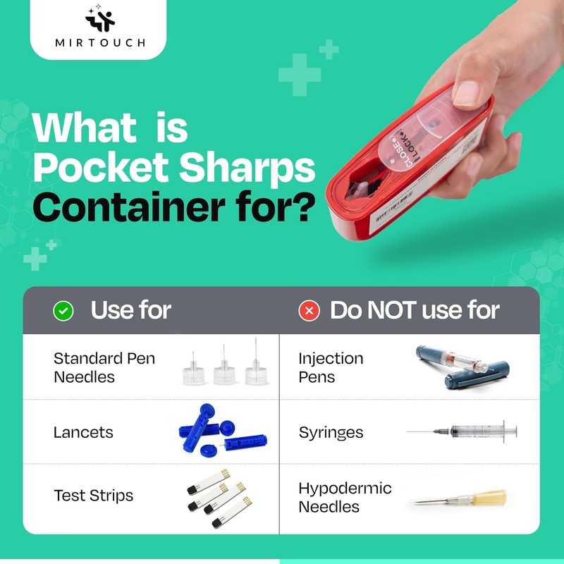 PocketSharps - Pocket-Size Travel Sharps Container for Pen Needles, Lancets,