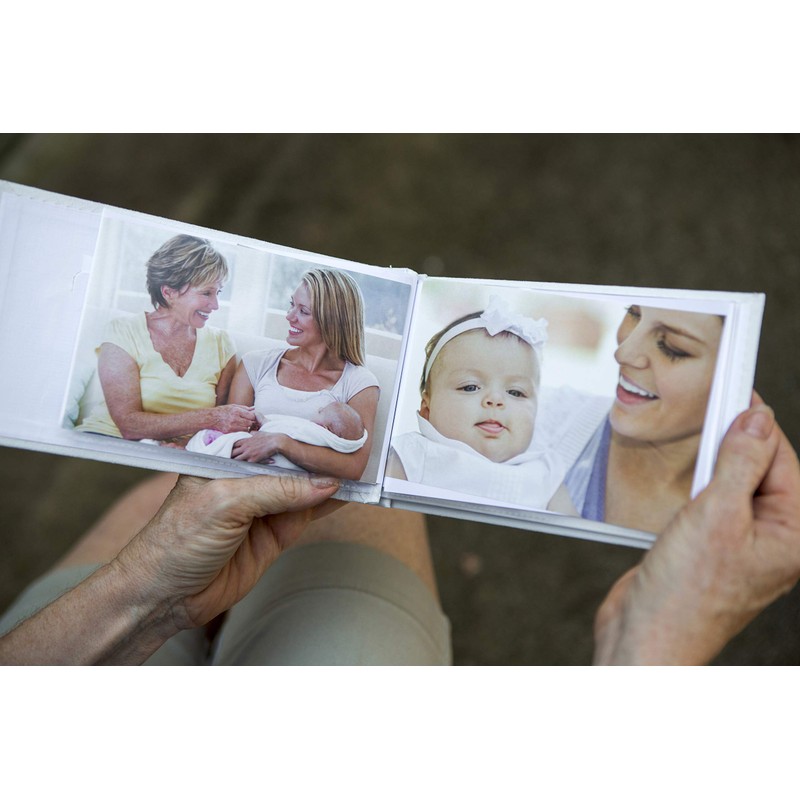 Grandparent Gifts 1st Granddaughter Brag Book white faux-suede Hold 32
