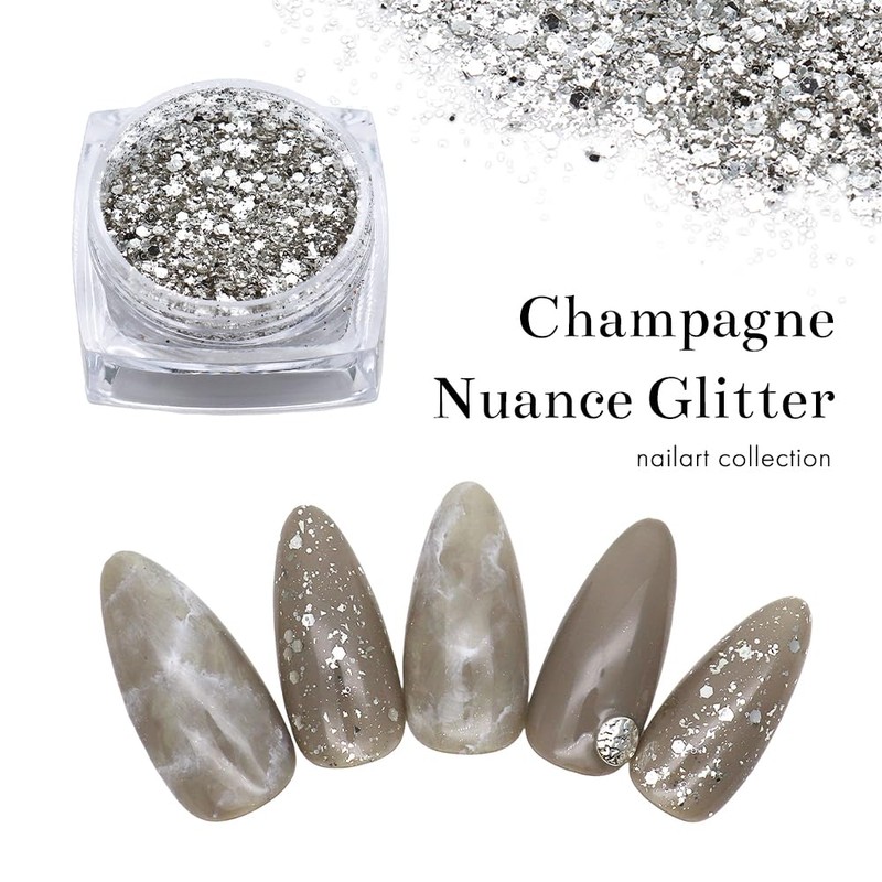 irogel Nail Town Nail Art, Champagne Nude Glitter, Approx. 0.04