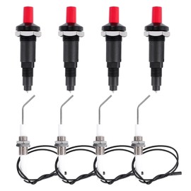 Tekiaviai 4 Pieces Propane Push-Type Piezo Igniter Kit with Threaded Ceramic Electrode Ignition Plug Wire 30 cm for Gas Grill
