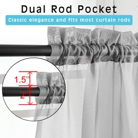 OVZME 2 Panels Grey Sheer Curtains, 84" Length for Bedroom, Elegant Light Filtering Sheer Curtains Window Treatment for Living Room, Each 42" Wx84 L