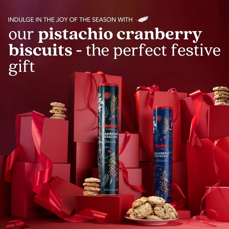 David's Cookies Cranberry Pistachio Biscuits 2-Pack - Gourmet Snacks &
