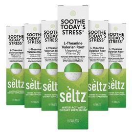 Seltz® Water-Activated Vitamins - Soothe Today´s Stress with L-Theanine, Magnesium, and Vitamin D3 – Natural Lemonade Flavor Dietary Supplement - 6 Packs x 15 Effervescent Tablets Each