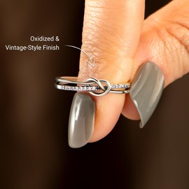 STORYJEWELLERY Daughter Gifts from Mom, Mother Daughter Rings, 925 Sterling Silver Knot Ring, Mom Rings for Women, Birthday Gifts for Daughters, Size 9