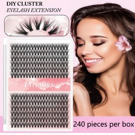 Wimpern-Cluster, 240-teiliges Individuelles Wimpern-Set 30D+40D, D Curl Wimpernverlängerungs-Kit, Gemischte Eeinzelne Wimpern-Cluster, DIY-Wimpernverlängerungen 11-16mm (30D-40D-Hybrid)