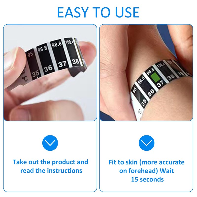 10 PCS Forehead Thermometer Strips, with Liquid Crystal Display Reusable