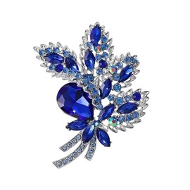 Brooch for Women Crystal Badge Rhinestone Brooches and Pins for Women Vintage Brooch Flower Pin Glittering Blue Crystal Floral Brooch for Dress Sweater Coat Hats Decor, Alloy, rhinestone