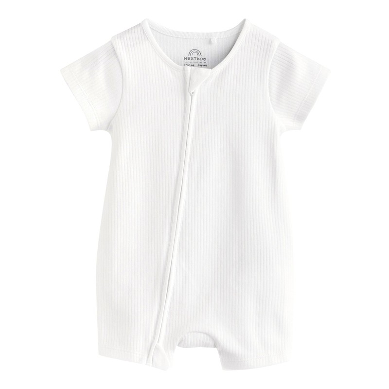 NEXT 3 Pack Baby Romper with 2 Way Zip, White