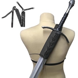 Anseom Spada retrò medievale spalle fodero con rana nera regolabile costume guerriero custodia protettiva spada in pelle con fibbia per adulti e uomini porta spada