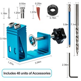 Pocket Hole Jig Kit with Drill Guide Joint Pocket Hole Jig 15 Degree Woodworking Inclined Hole Adjustable DIY Woodworking Tools Carpentry Locator