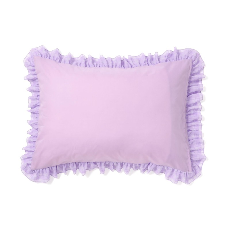 Francfranc Sheer Check Ruffle Pillow Cover 70x50cm Purple New Life