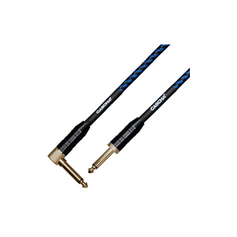 Cascha Professional Line Guitar Cable, Angled, Tweed Blue, 6 m
