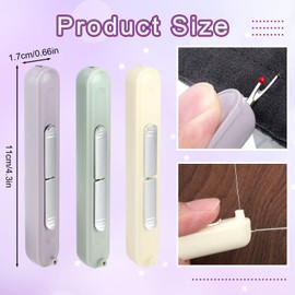 3pcs Upgraded 2 in 1 Needle Threader Seam Ripper, Multifunctional Integrated Seam Remover & Needle Threading Tool for Hand Sewing Knitting Stitch Quilting Supplies (3 Colors)