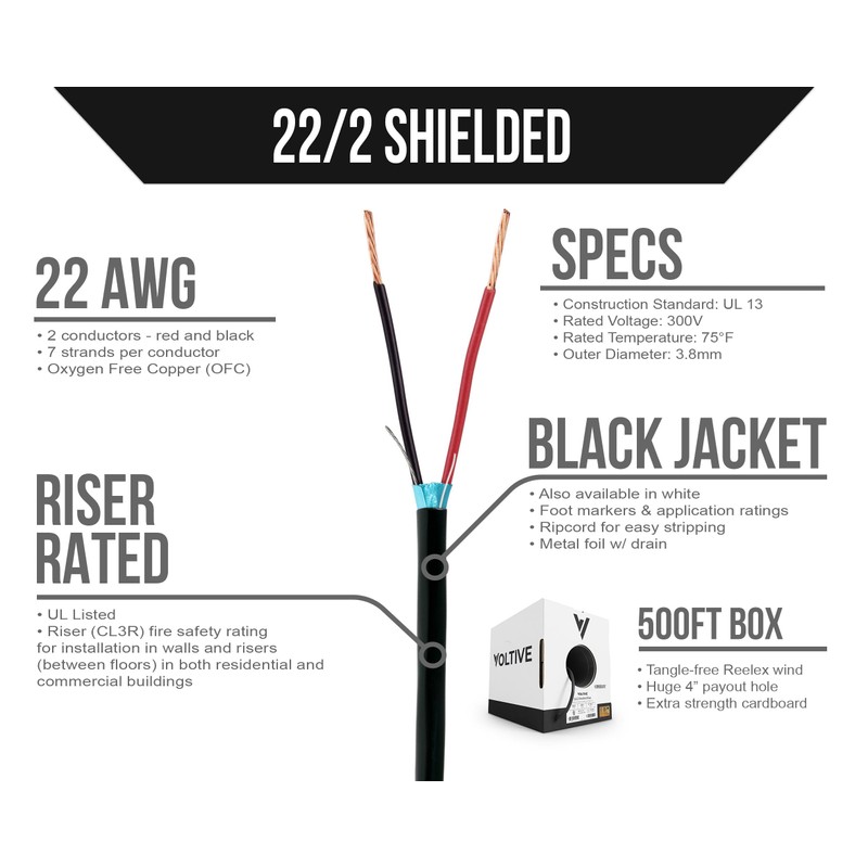Voltive 22/2 Shielded Riser - CL3R Rated - Oxygen-Free Copper