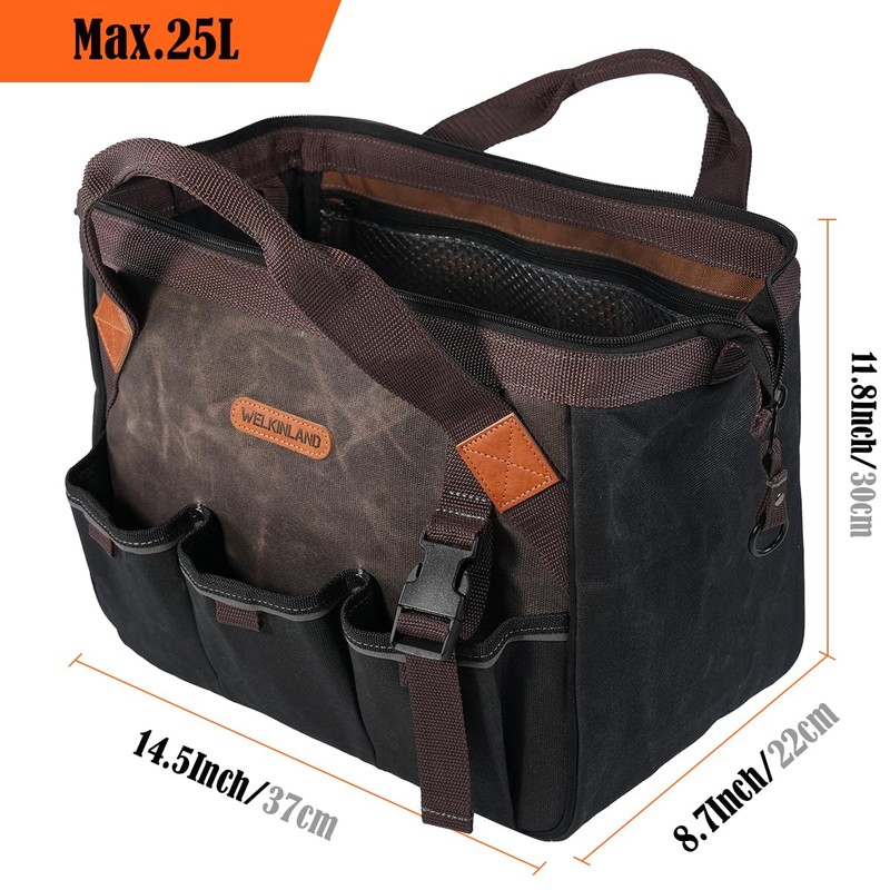 WELKINLAND 18 Pockets Electrician Tools Bag,14" Heavy Duty Plumber Tool