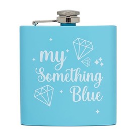 Funky Junque 6 Oz Stainless Steel Bride Tribe Flasks, Bride and Maid of Honor Flask for Weddings - My Something Blue (Powder Blue)