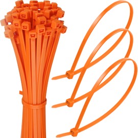 Just Cables - 100 Coloured Zip Ties (Orange), Heavy Duty up to 54.4 kg Tensile Strength - 150 x 3.6 mm Auto-Locking Tie Wraps