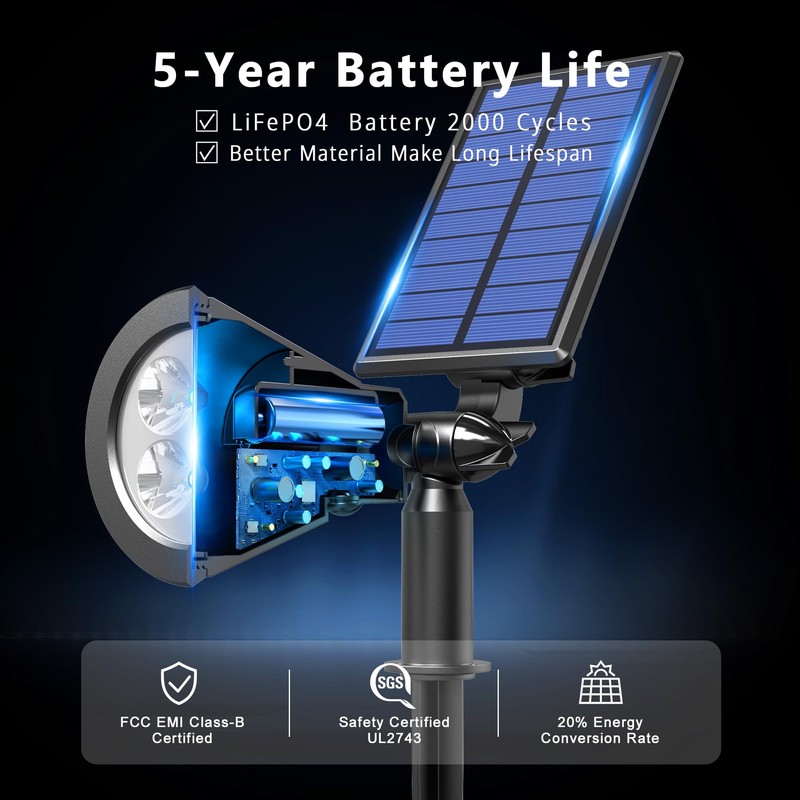 JEJOT 6 Pack Solar Lights Outdoor Waterproof,Warm White Light,2 Lighting