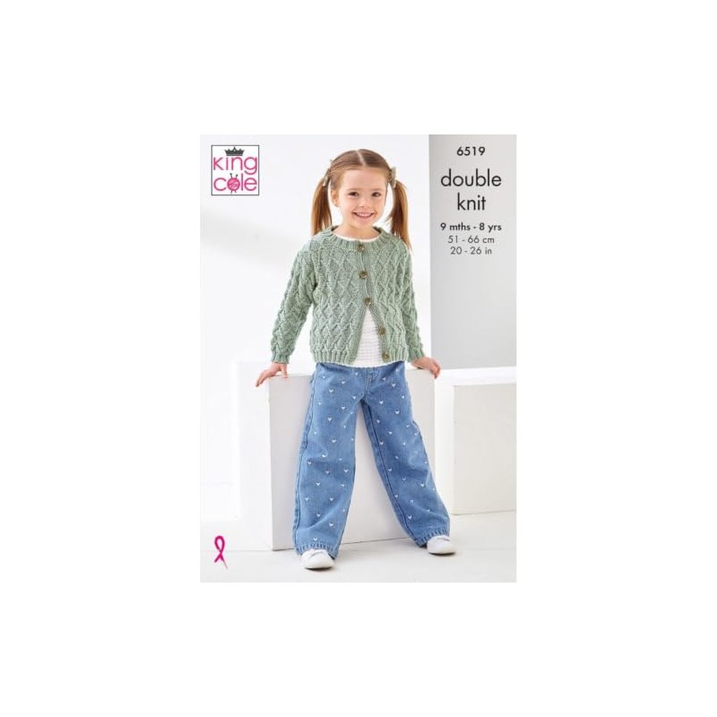 King Cole Children/Girls Knitting Pattern (6519) in Cherished DK -