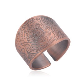 Seal of the 7 Archangels Ring Metatron Cube Rings Seal of Lilith Biblical Symbol Talisman Amulet Rings Geometry Copper Open Ring Lucky Charm Protection Religious Jewellery for Men Women, Copper, No