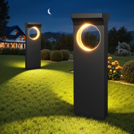 BONLION Solar Pathway Lights Outdoor, 6 Pack Upgraded Moon Shaped Landscape Lights - Brighter & Waterproof Solar Powered Decor for Yard, Garden, Path, Walkway, and Outdoor Decoration