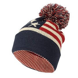 WITHMOONS Knit US Canada Flag Union Jack Pom Beanie Hat JZP0027 (Navy)