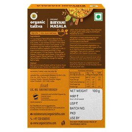 Organic Tattva Organic Blended Spices Masalas (Biryani Masala, 100)