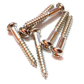 6x Guitar bridge or tremolo fixing screws dome head in chrome 3.5mm x 25mm