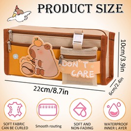 LHLZNB Five Layer partition Pencil Case Cute Set, Cute Pencil Case with Compartments for Teen Girls boy, Stationery Pouch Bag, Aesthetic School Supplies, Back to School Supplies (Coffee)