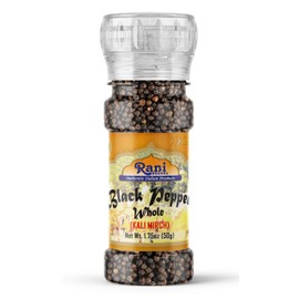 Rani Black Pepper Whole (Peppercorns), Premium MG-1 Grade 1.8oz (51g) Grinder Bottle ~ All Natural | Gluten Friendly | Non-GMO | Kosher | Product of Vietnam | Perfect size for Grinders!