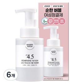 Happy Bath pH 4.5 Mildly Acidic Rose Bubble Feminine Cleanser, 300ml, 6 pcs / 해피바스 pH4.5 약산성 로즈버블 여성청결제, 300ml, 6개