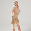 FYMNSI Women's 1920s V-Neck Sequins Fringe Dress Flapper Charleston Dresses