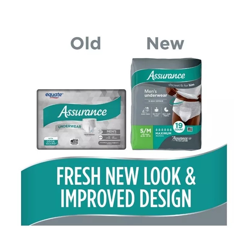 Assurance Incontinence Underwear For Men Overnight S/M ***Fast Free Discreet
