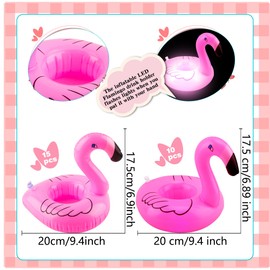 25 Pcs Inflatable LED Flamingo Drink Holders Include 15 Pcs Light up Flamingo Drink Floats 10 Pcs Flamingo Cup Holders Blow Up for Summer Pool Beach Party Favor