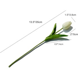 20pcs White Flowers Artificial Silk Tulips Fake Flowers 13.4" for Birthday Party New Year Spring Easter Mother's Day Valentine’s Day Wedding in Bulk Home Garden Office Decorations