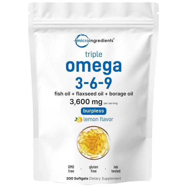 Ultra Omega 3-6-9 3600mg Per Serving, 300 Burpless Softgels |