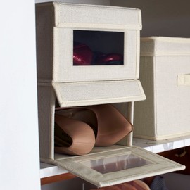 Household Essentials Small Drop Front Shoe Box 2 Pack, Beige