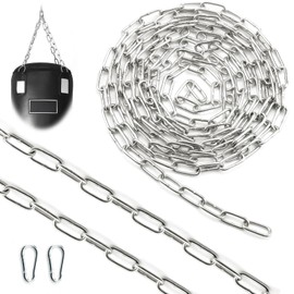 SWTYExt Stainless Steel Chain Sold by the Metre Steel Chain 3.5 m 2.5 mm Stainless Steel Chains Round Steel Chain Link Chain Extension Chain Metal Chain with Carabiner for Dog Chain Swing Chains