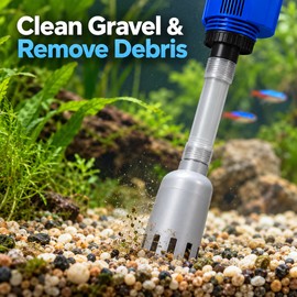 Electric Aquarium Gravel Vacuum for Fish Tank Cleaning – US Plug Siphon Water Changer with Adjustable Flow