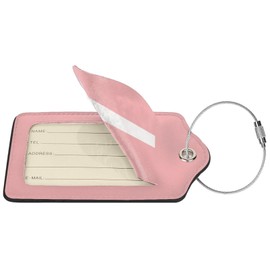 DJYQBFA 2 Pack Initial Luggage Tags for Suitcases Pink White Letter L Suitcase Tags Leather Luggage Tag Travel Name Tags Luggage Identifiers Privacy Cover ID Label with Stainless Steel Loop