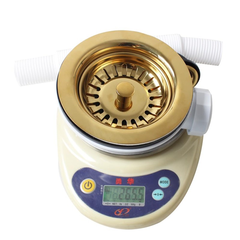 Talea SUS304 Stainless Steel Sink Strainer Basket Valve, Shiny Gold