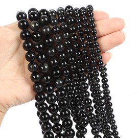 60pcs 6mm Black Obsidian Natural Stone Beads for Jewelry Making, Energy Stone Healing Power,Enjoy DIY Fun
