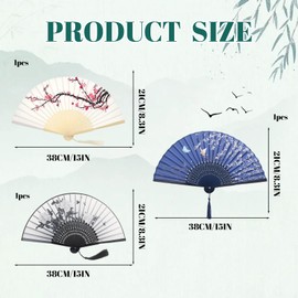 WonHey Hand Fan Folding, Chinese Style Handheld Fans with Exquisite Patterns and Classic Tassels, Portable Folding Fan for Cooling, Weddings, Performances, and Wall Decorations