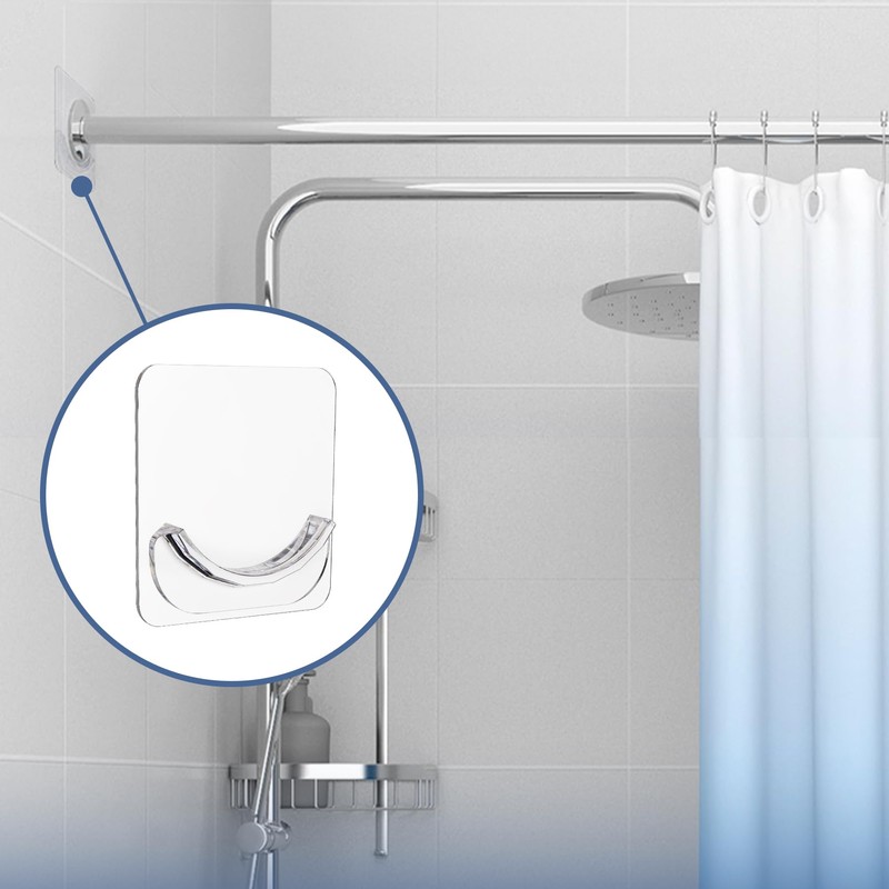 2 Pack Adhesive Curtain Rod Holders, No Drilling Shower Curtain